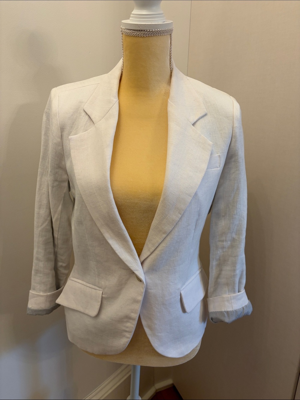 Gibson Cream Linen Single-Button Blazer
